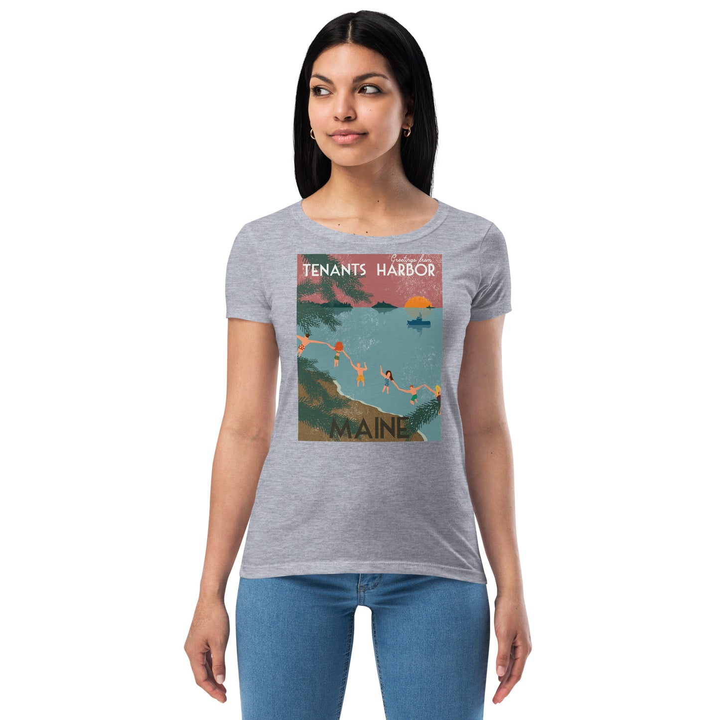 T Harbor Vintage Postcard Women’s fitted t-shirt