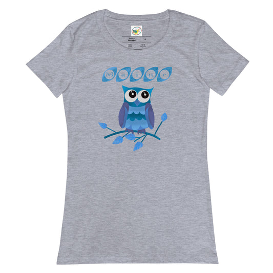 Maine Owl Women’s fitted t-shirt, blue