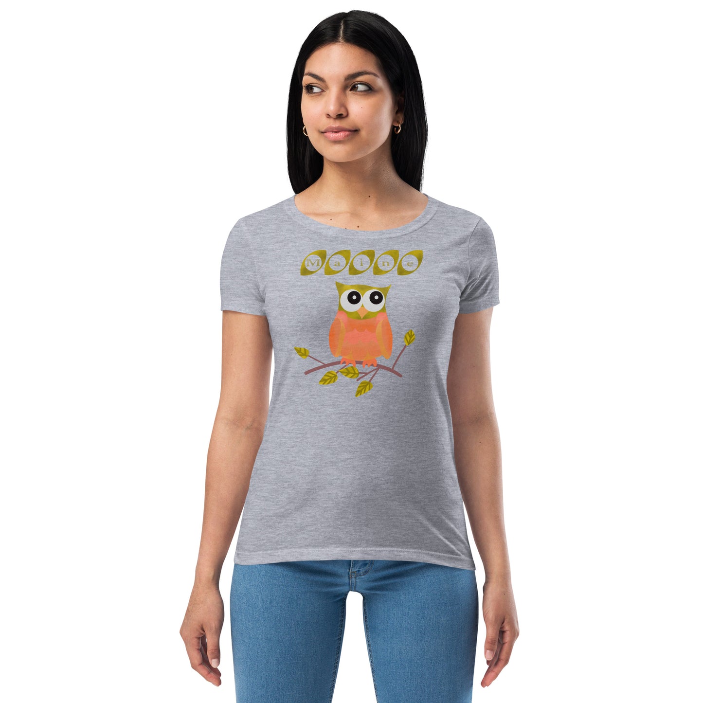 Maine Owl Women’s fitted t-shirt, orange