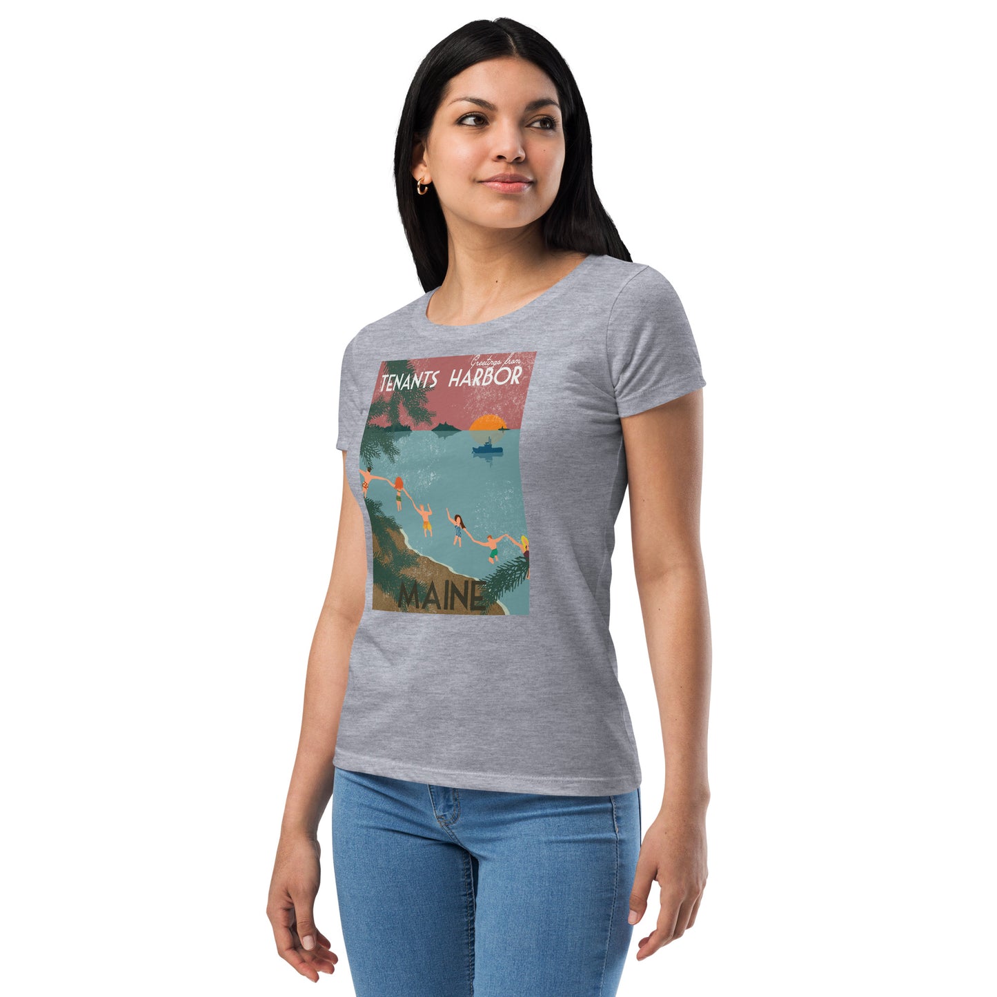 T Harbor Vintage Postcard Women’s fitted t-shirt