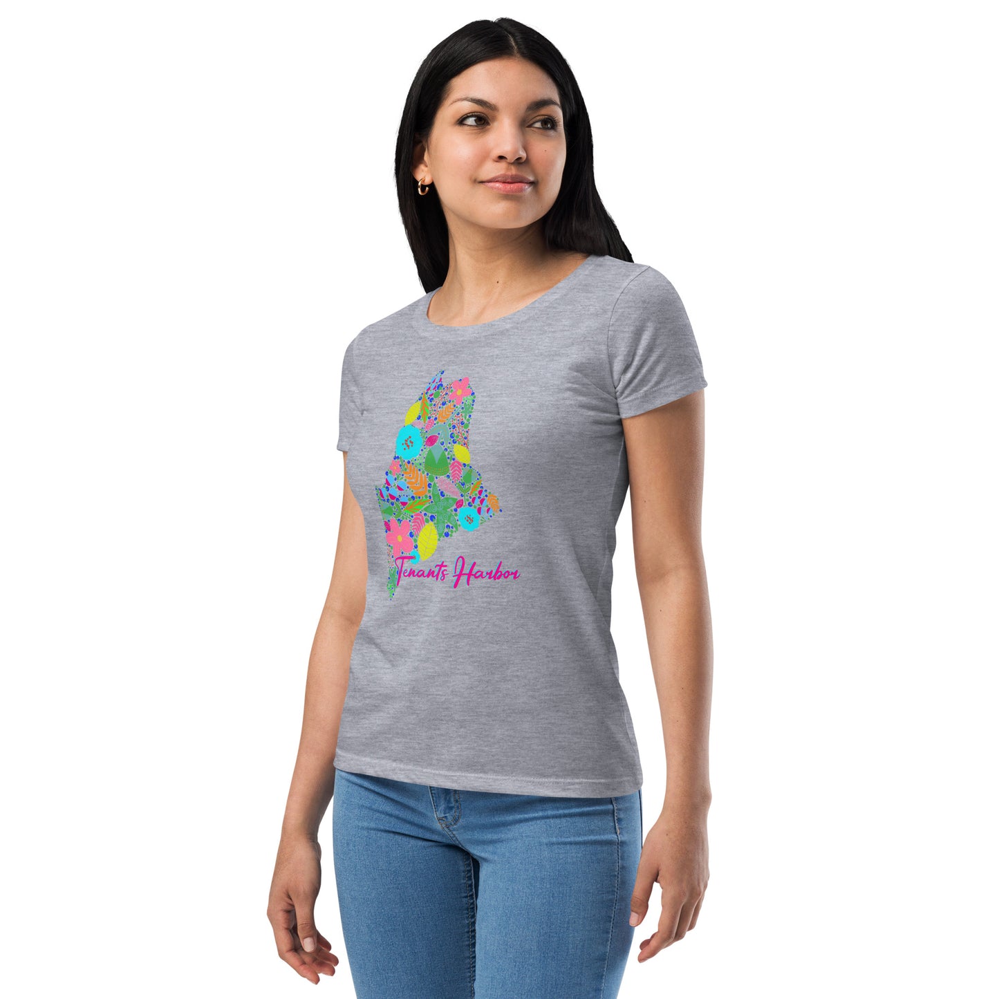 Tenants Harbor Neon Floral Women’s fitted t-shirt