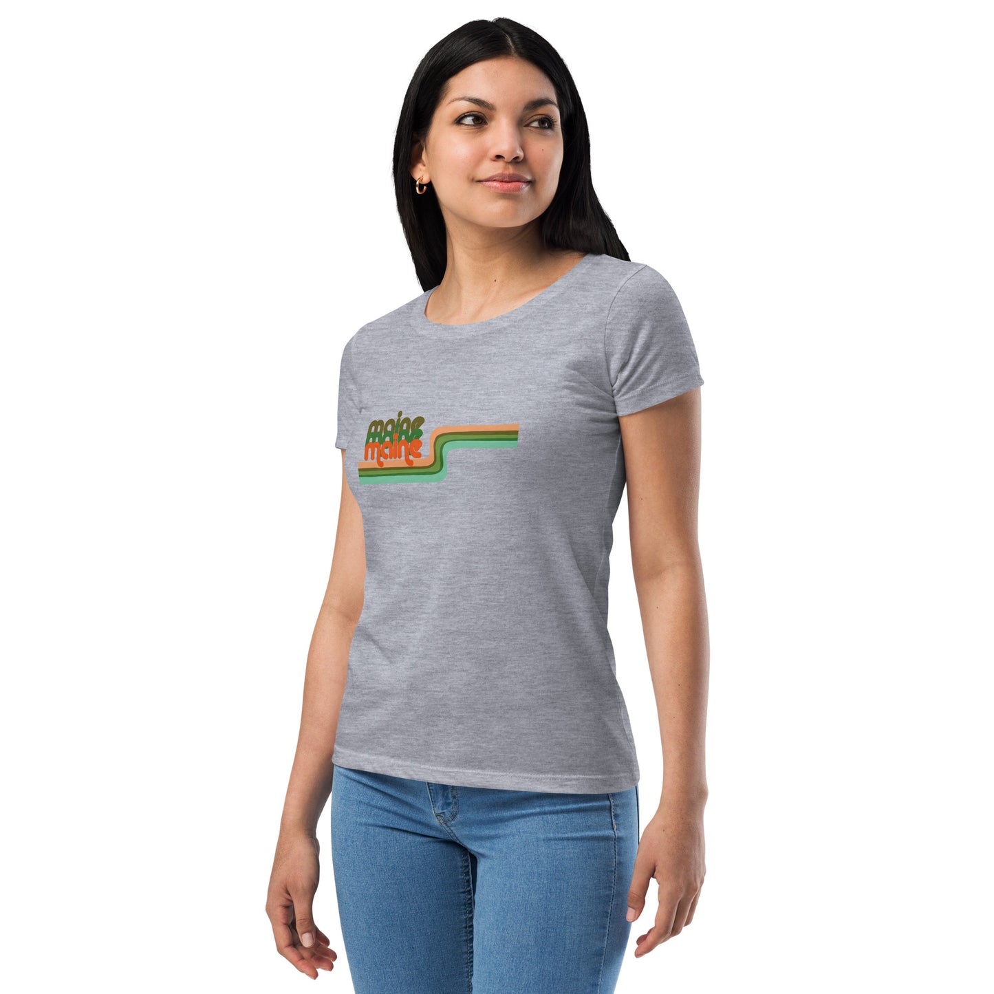 Maine Retro Ribbon Women’s fitted t-shirt