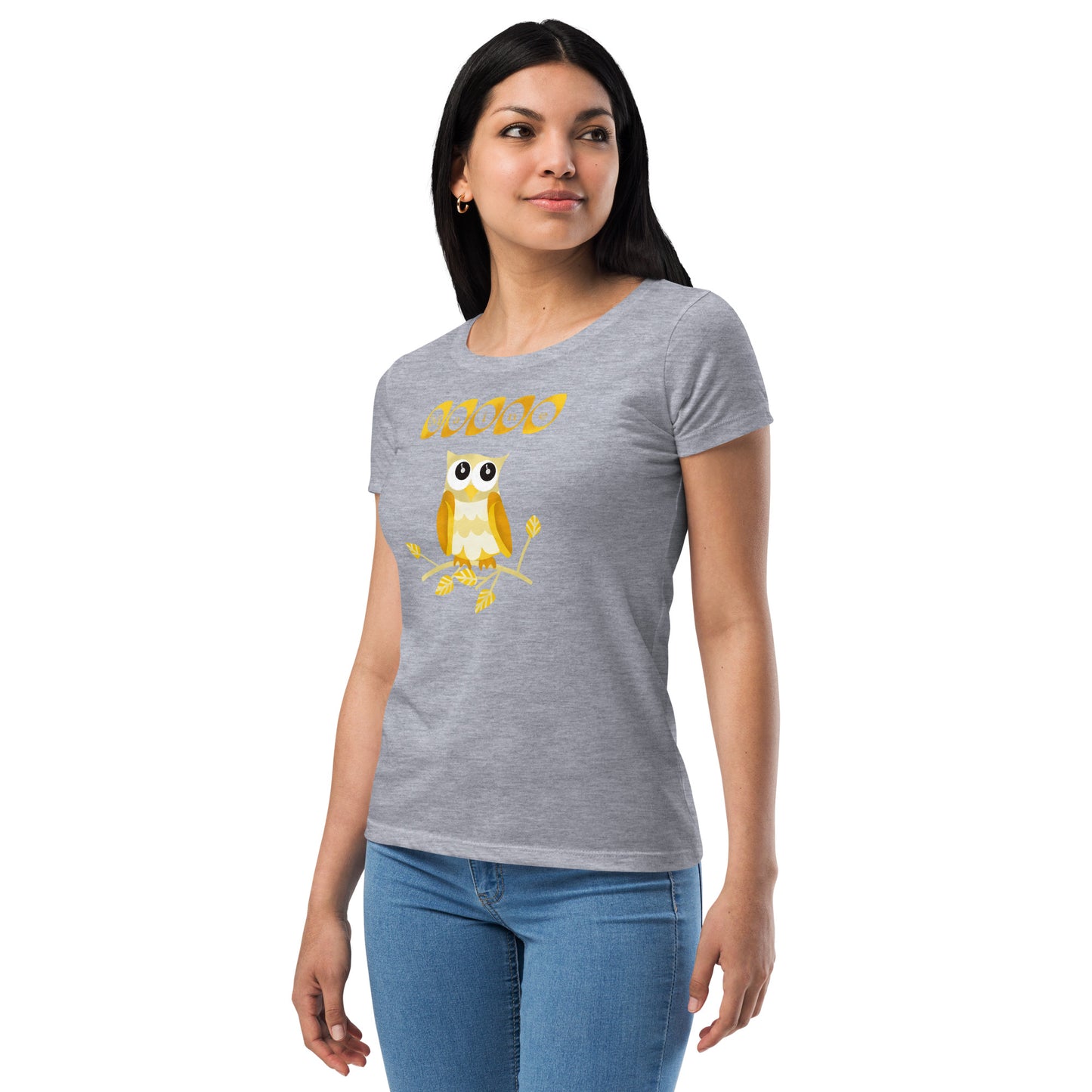 Maine Owl Women’s fitted t-shirt, yellow