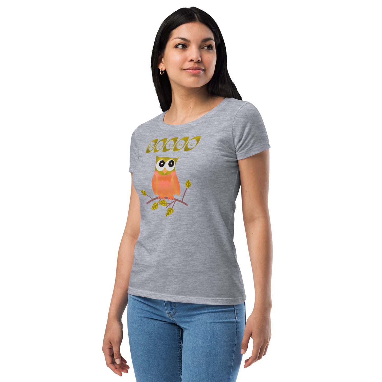 Maine Owl Women’s fitted t-shirt, orange