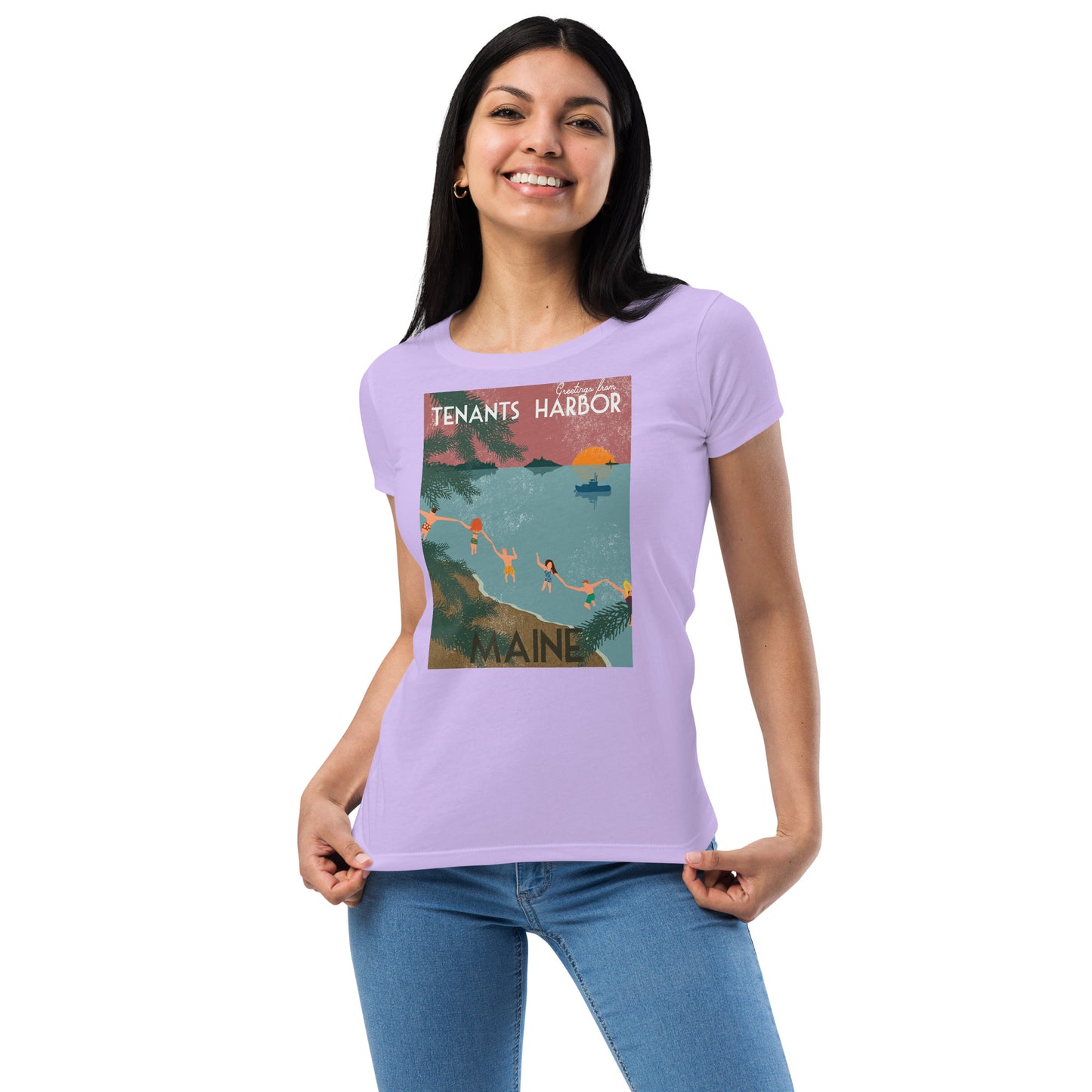 T Harbor Vintage Postcard Women’s fitted t-shirt