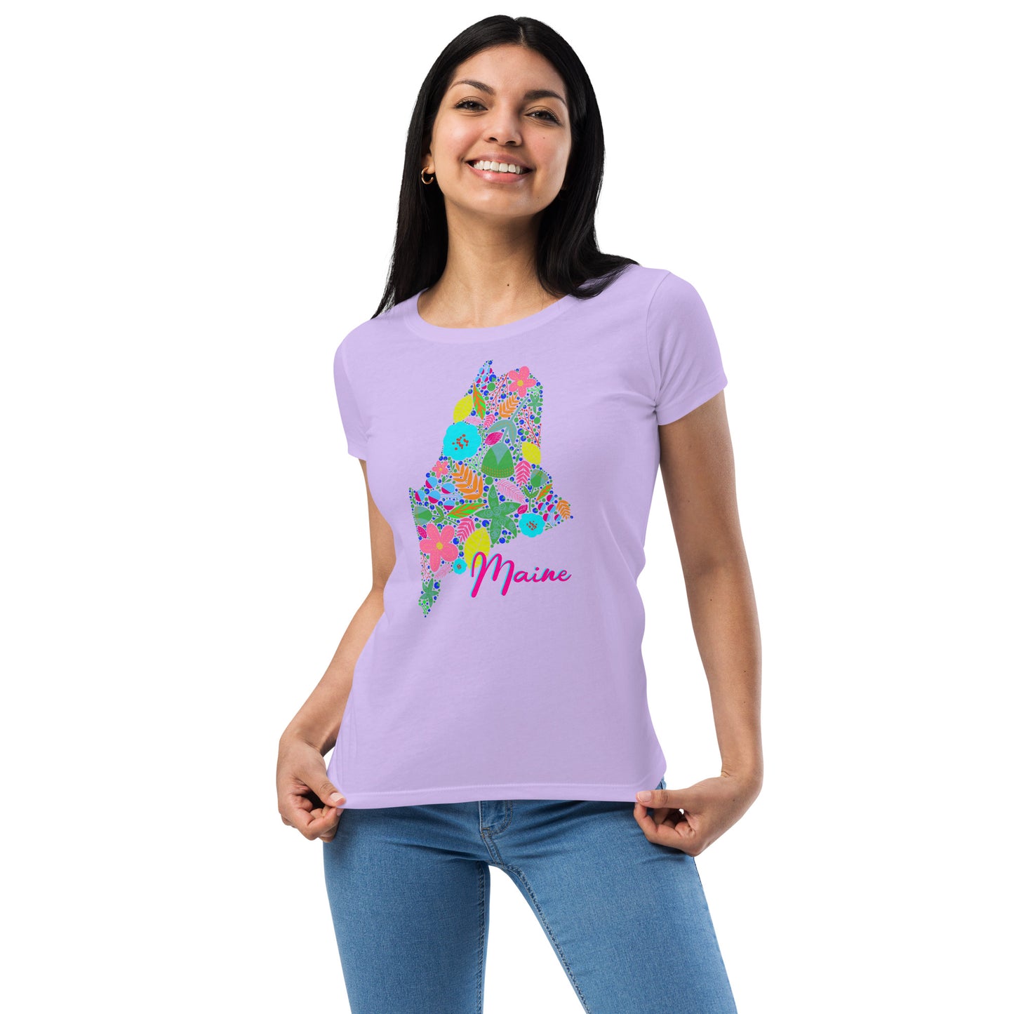 Maine Neon Floral fitted t-shirt