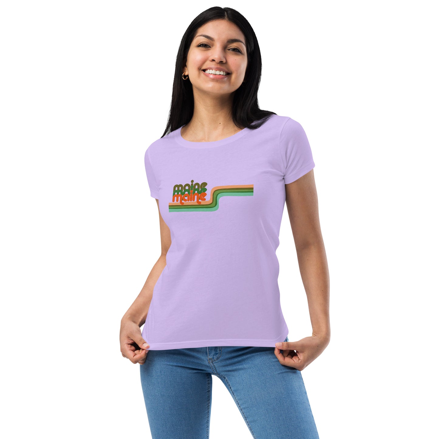 Maine Retro Ribbon Women’s fitted t-shirt