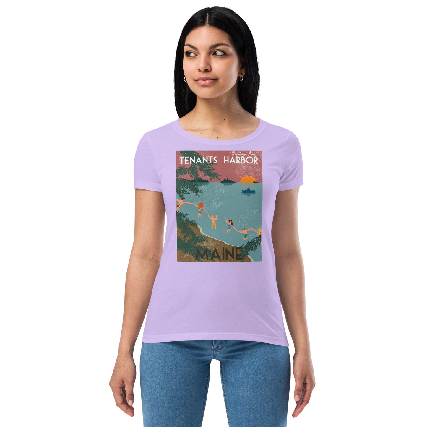 T Harbor Vintage Postcard Women’s fitted t-shirt