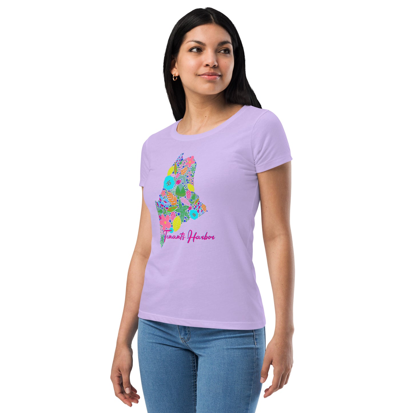 Tenants Harbor Neon Floral Women’s fitted t-shirt