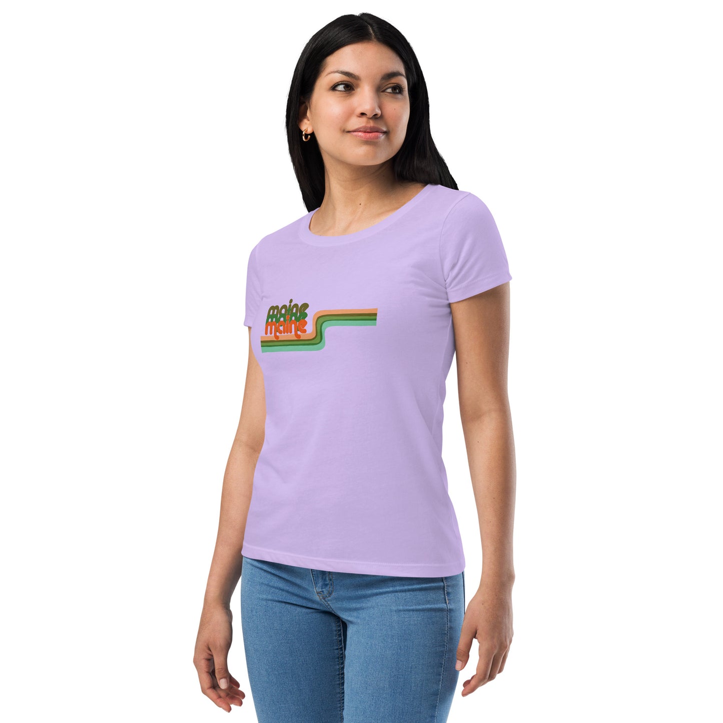 Maine Retro Ribbon Women’s fitted t-shirt