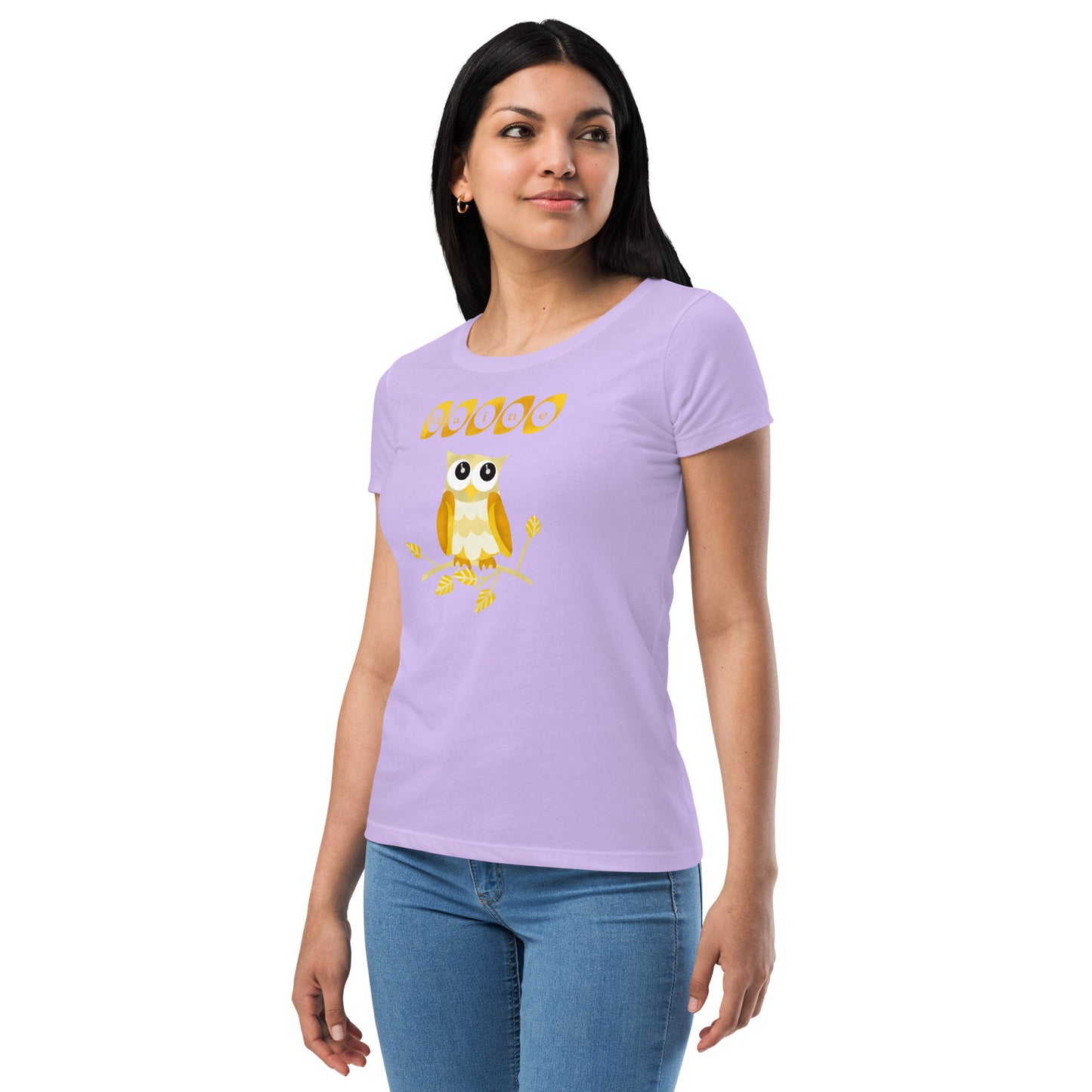 Maine Owl Women’s fitted t-shirt, yellow