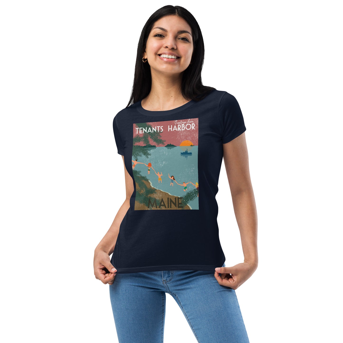 T Harbor Vintage Postcard Women’s fitted t-shirt