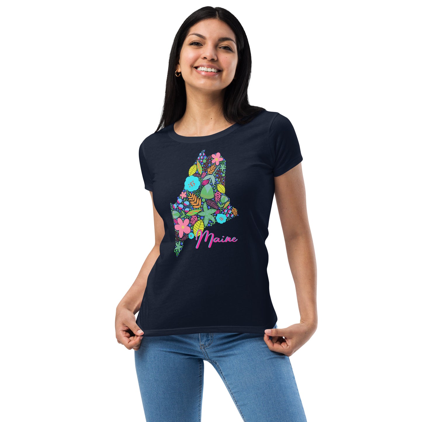 Maine Neon Floral fitted t-shirt