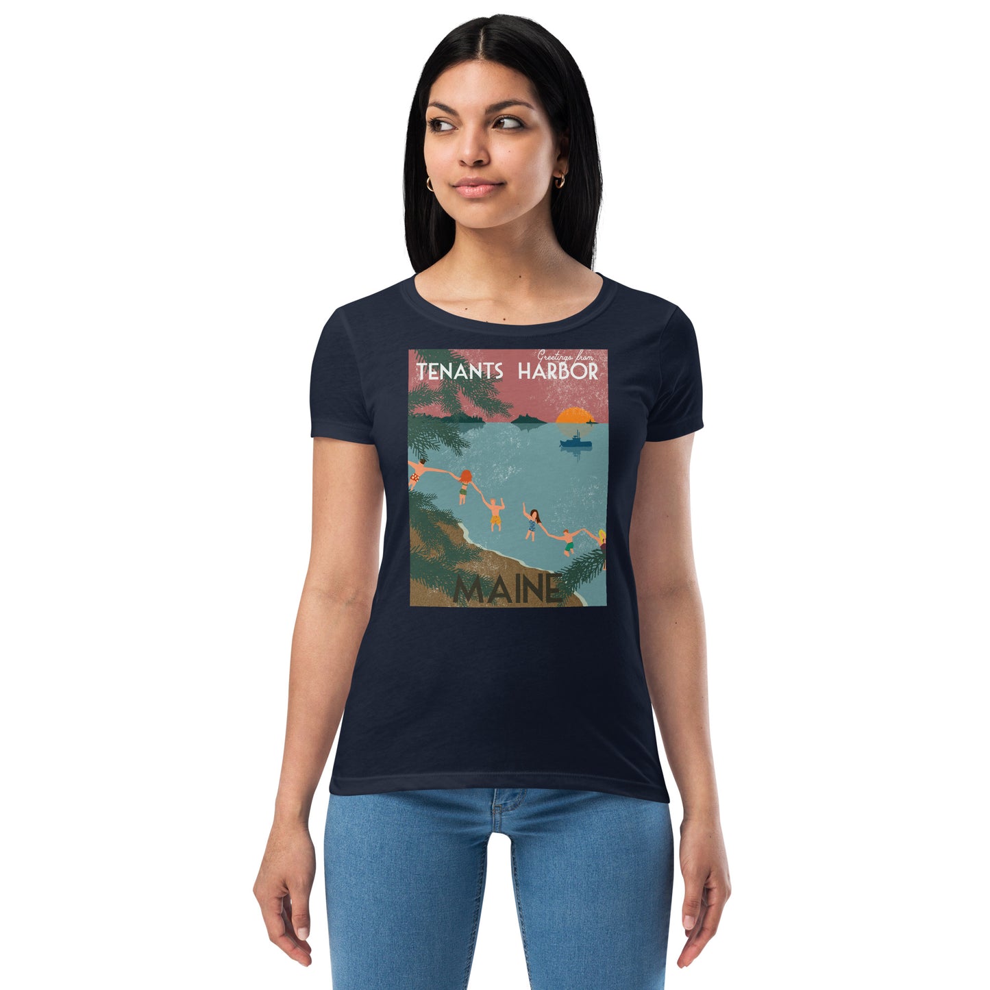 T Harbor Vintage Postcard Women’s fitted t-shirt