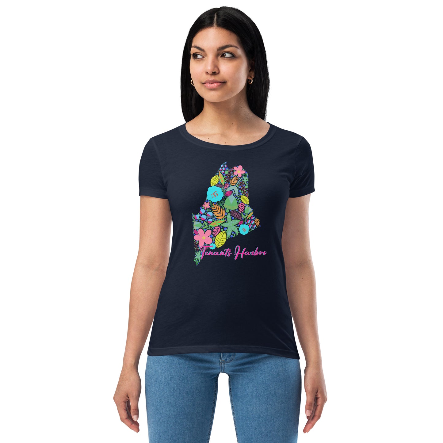 Tenants Harbor Neon Floral Women’s fitted t-shirt