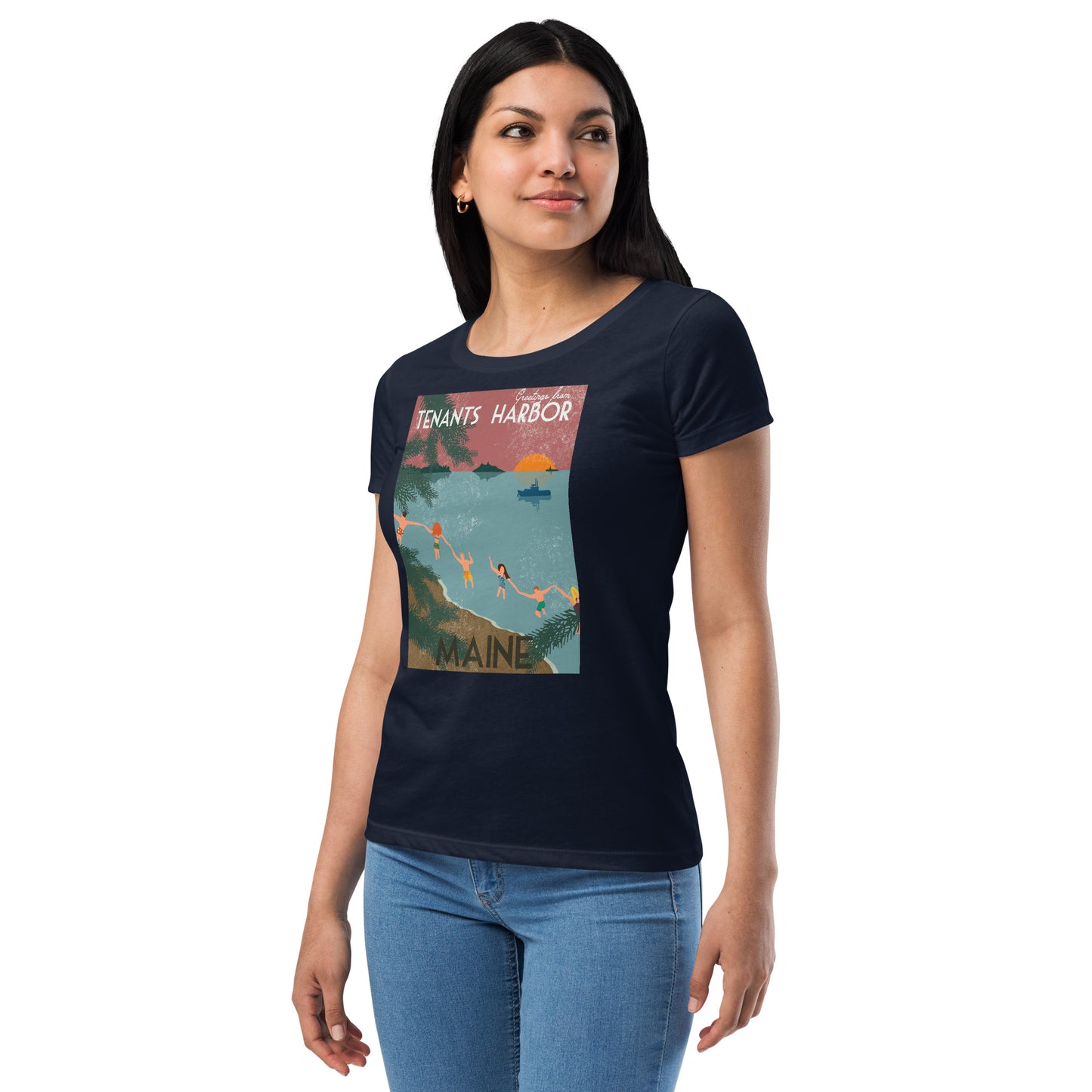 T Harbor Vintage Postcard Women’s fitted t-shirt