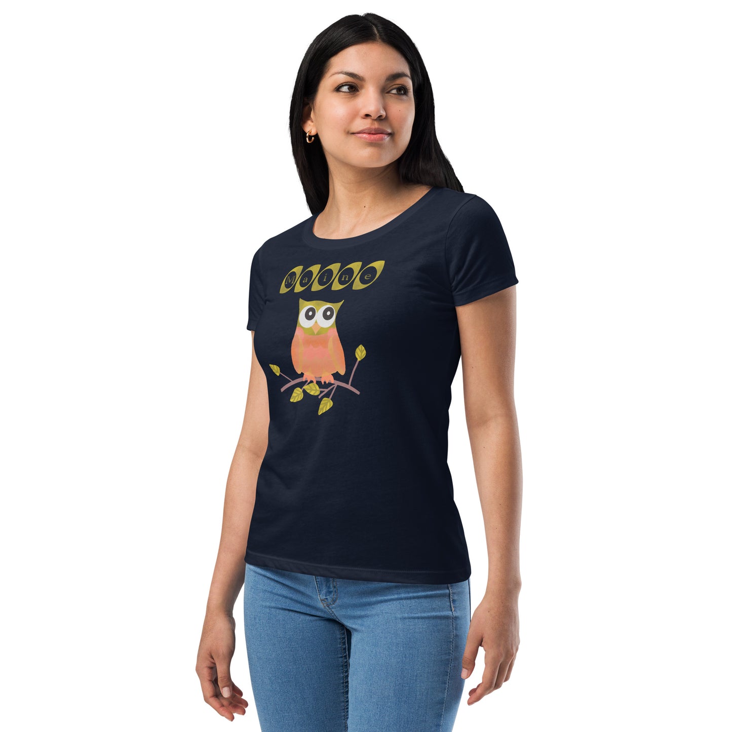 Maine Owl Women’s fitted t-shirt, orange