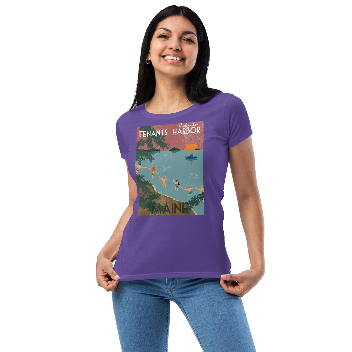 T Harbor Vintage Postcard Women’s fitted t-shirt