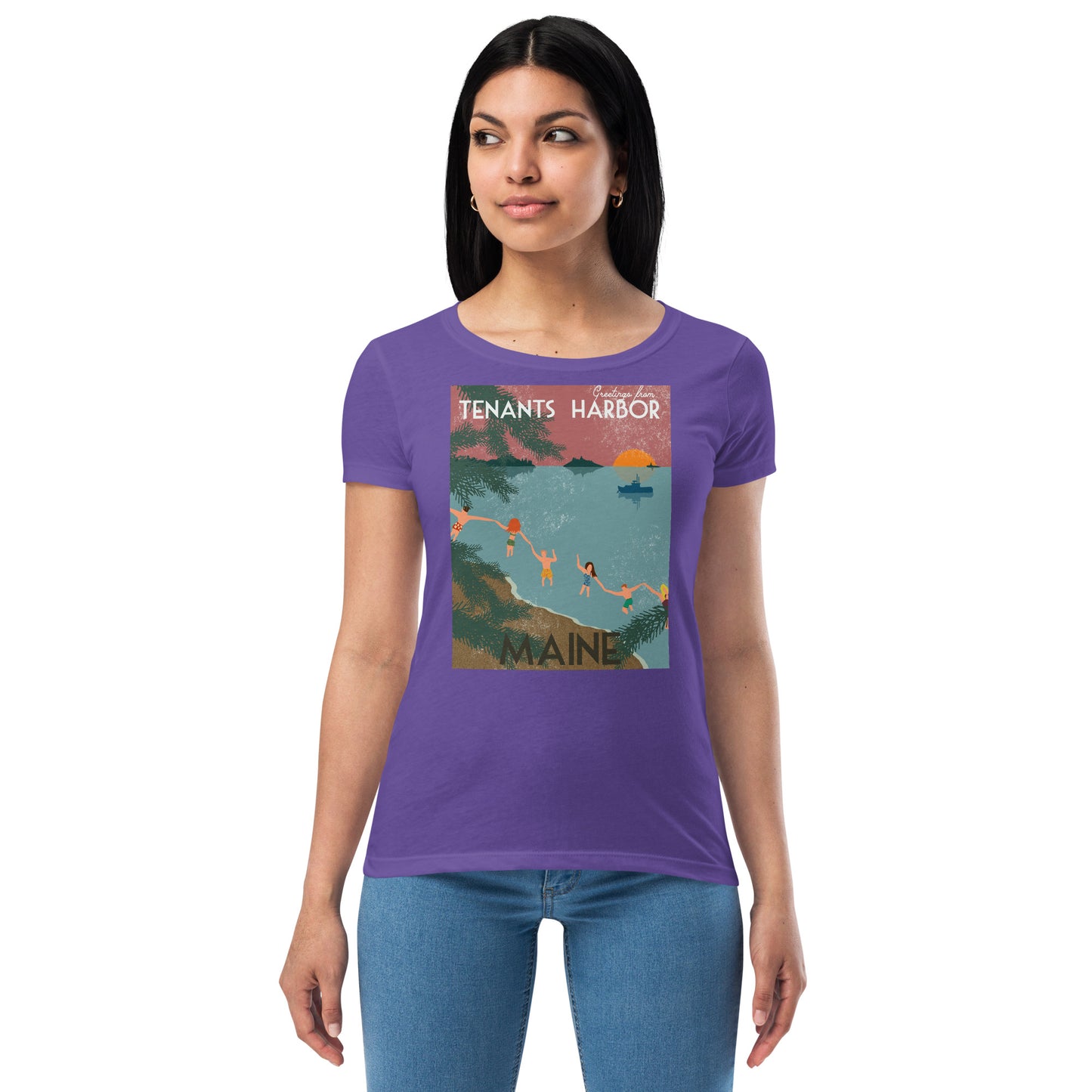 T Harbor Vintage Postcard Women’s fitted t-shirt