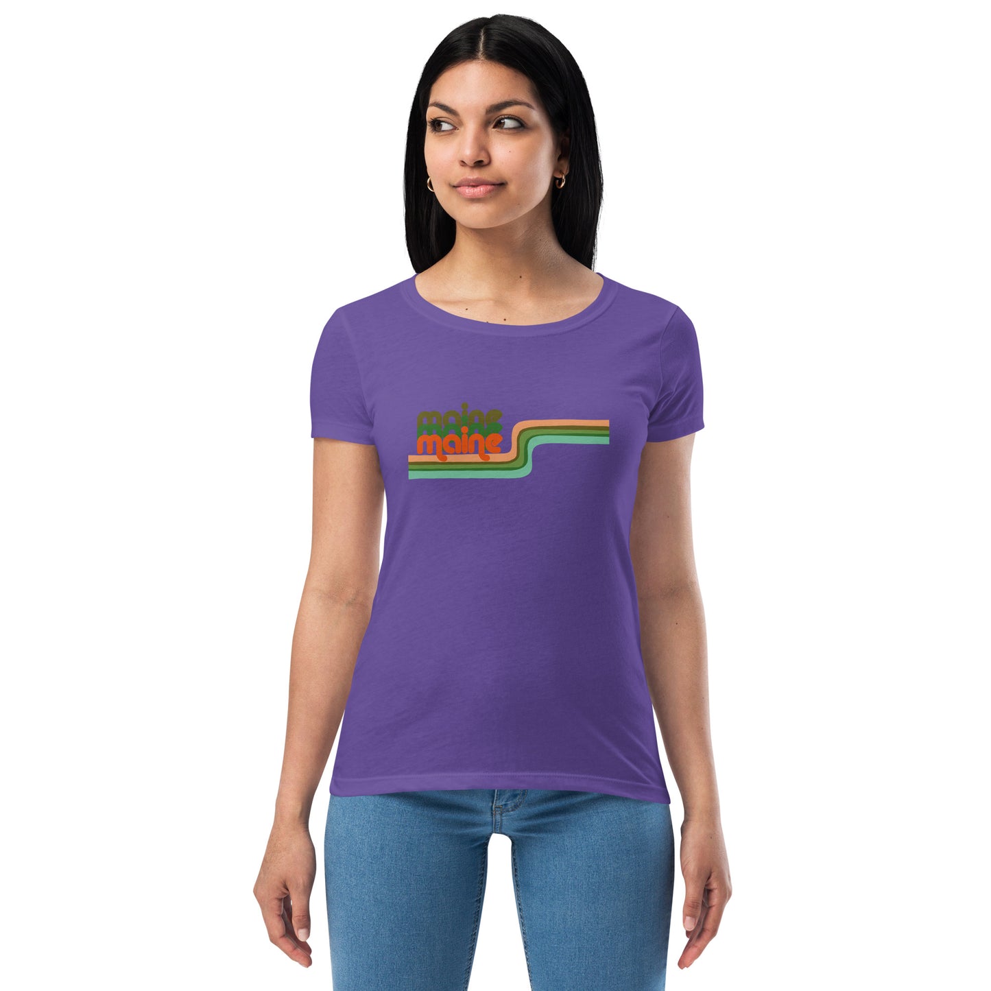 Maine Retro Ribbon Women’s fitted t-shirt