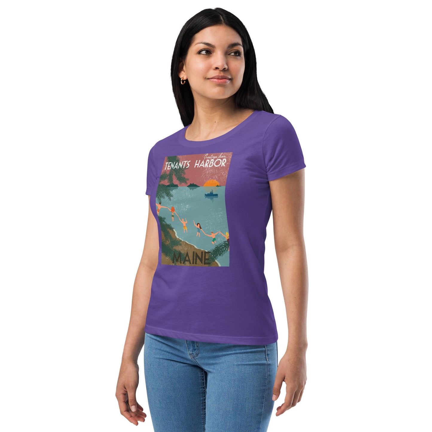 T Harbor Vintage Postcard Women’s fitted t-shirt