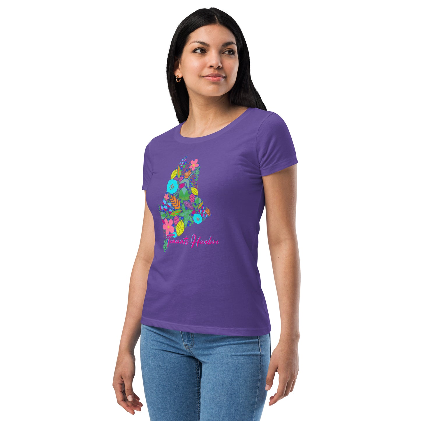 Tenants Harbor Neon Floral Women’s fitted t-shirt