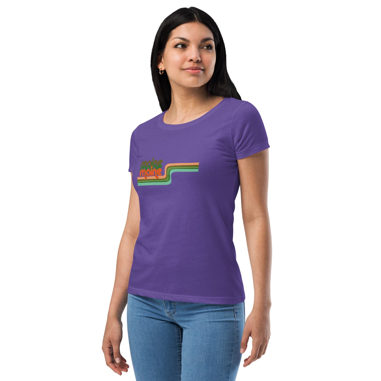 Maine Retro Ribbon Women’s fitted t-shirt