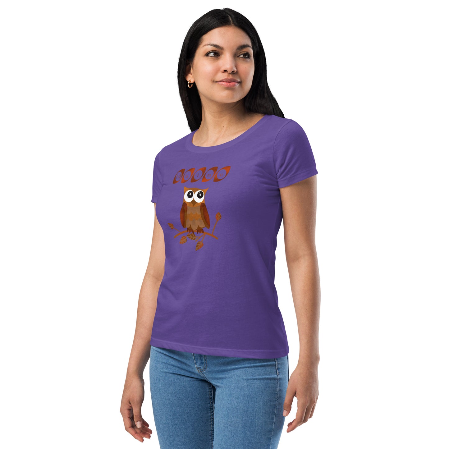 Maine Owl Women’s fitted t-shirt, brown