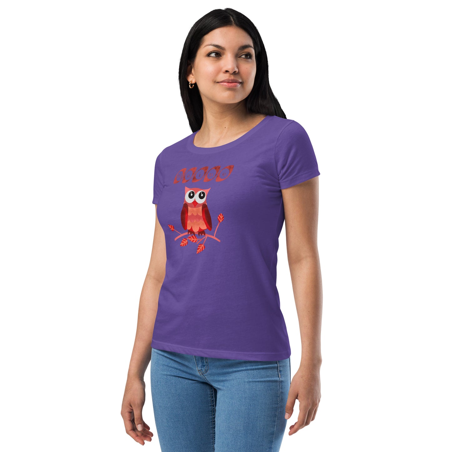 Maine Owl Women’s fitted t-shirt, red