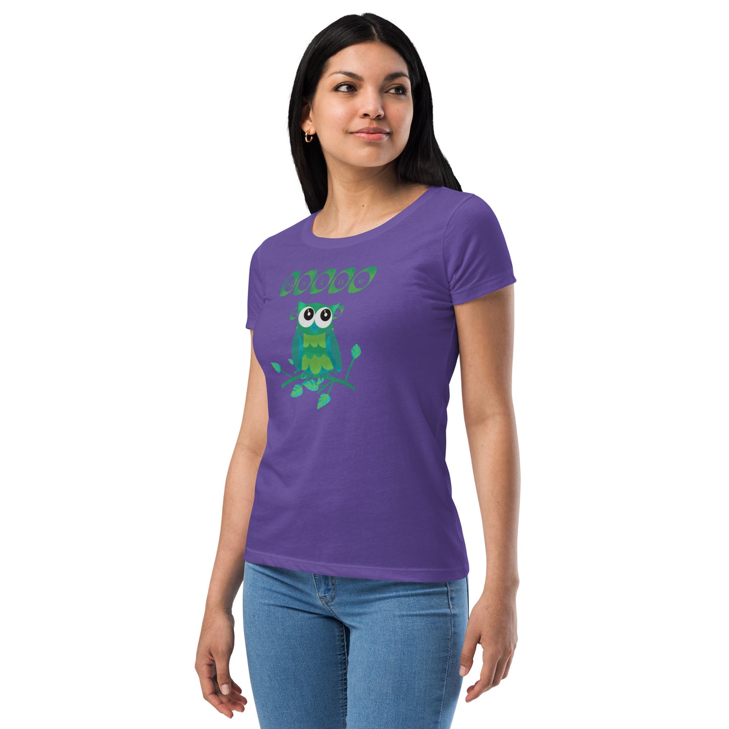 Maine Owl Women’s fitted t-shirt, green