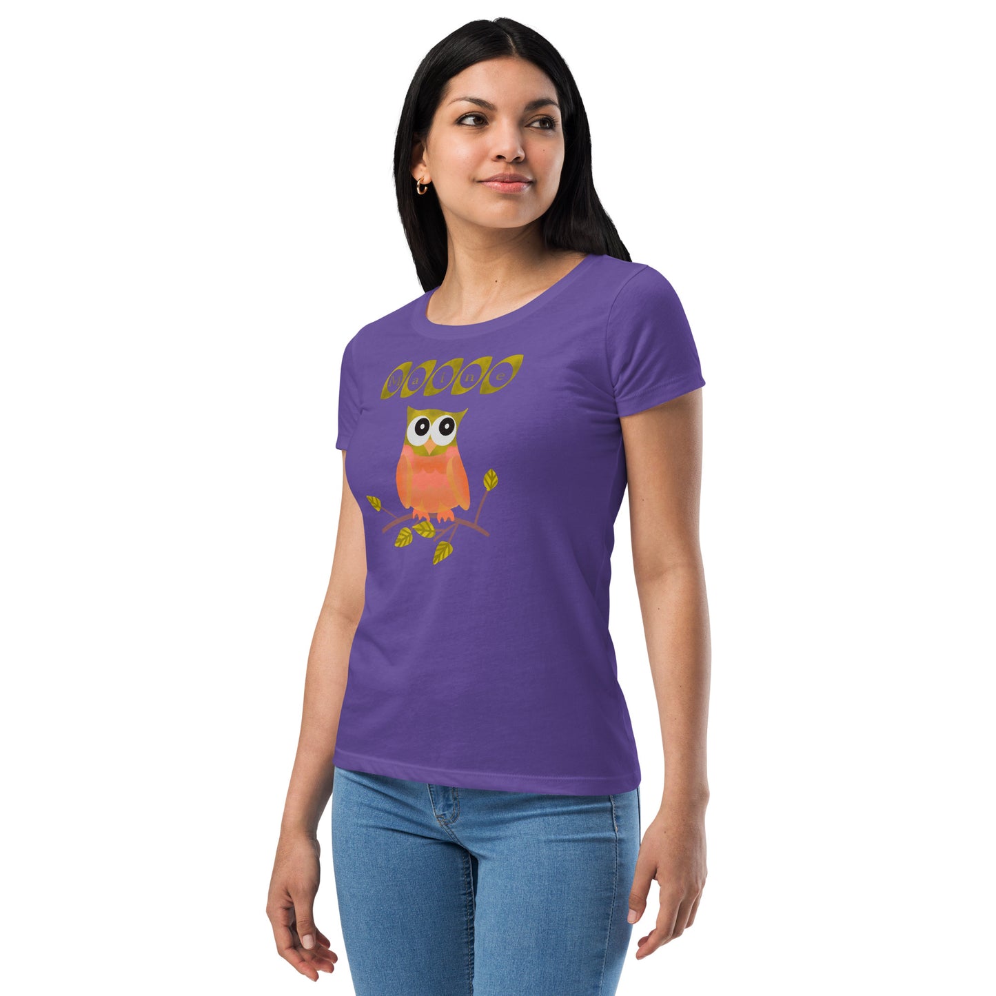 Maine Owl Women’s fitted t-shirt, orange