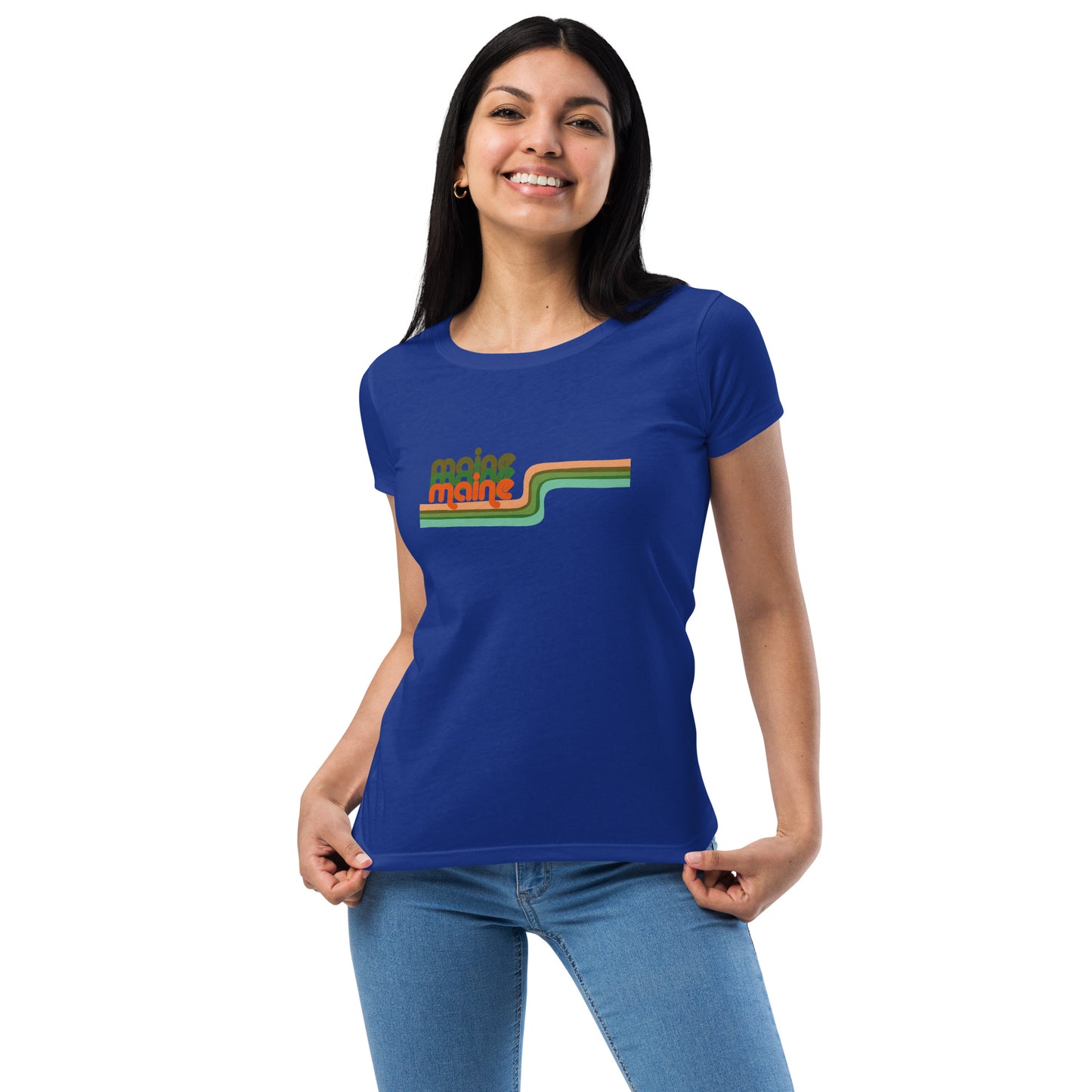 Maine Retro Ribbon Women’s fitted t-shirt