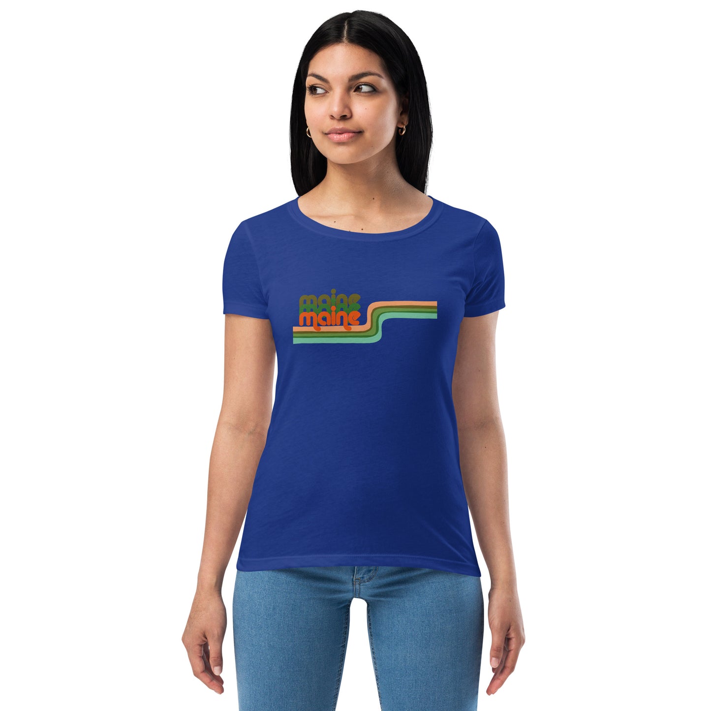 Maine Retro Ribbon Women’s fitted t-shirt