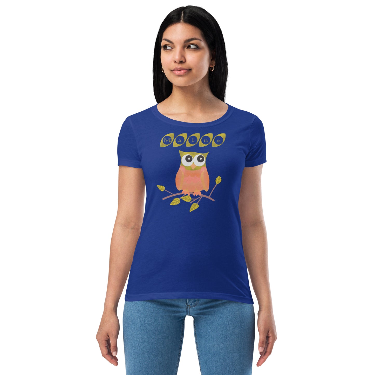 Maine Owl Women’s fitted t-shirt, orange