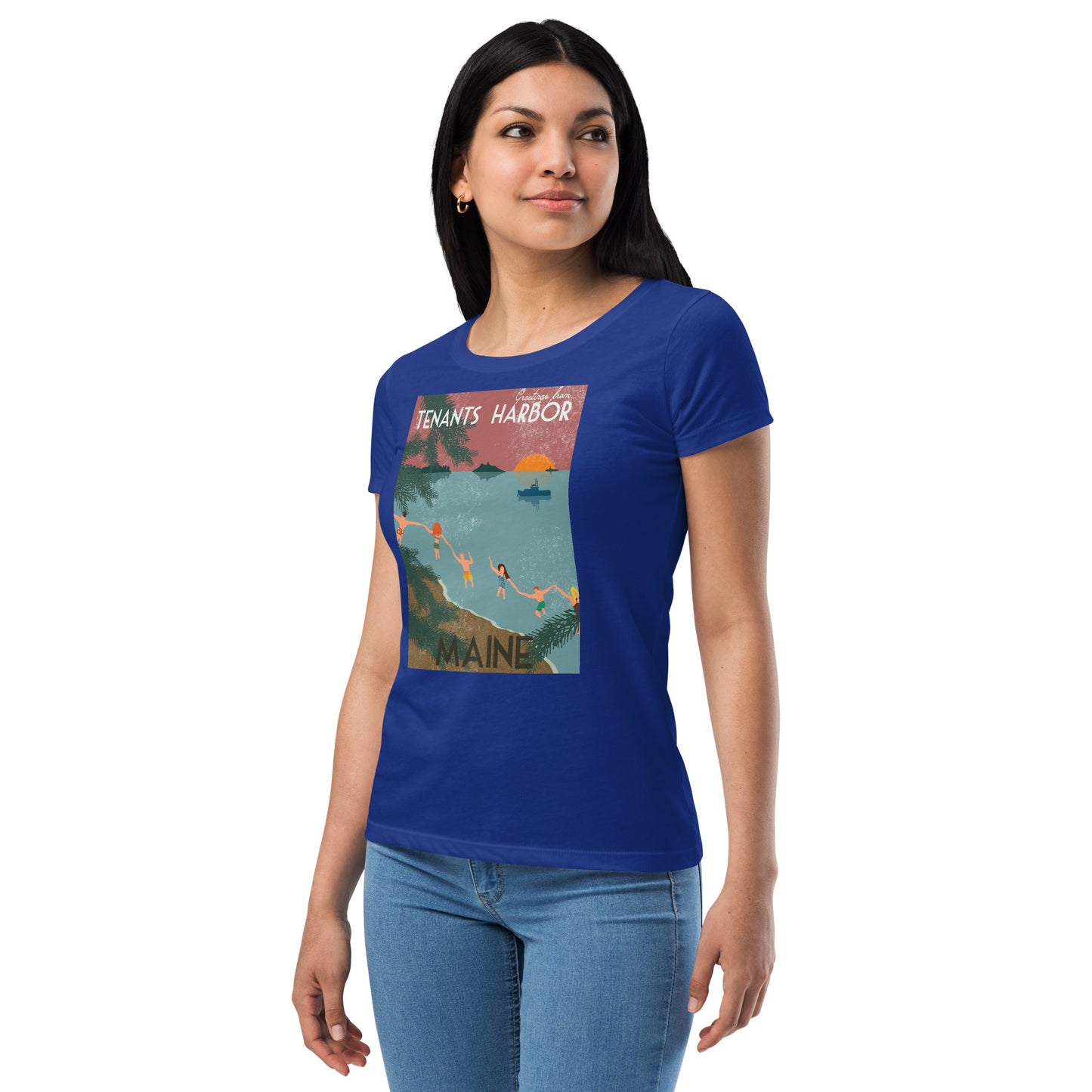 T Harbor Vintage Postcard Women’s fitted t-shirt