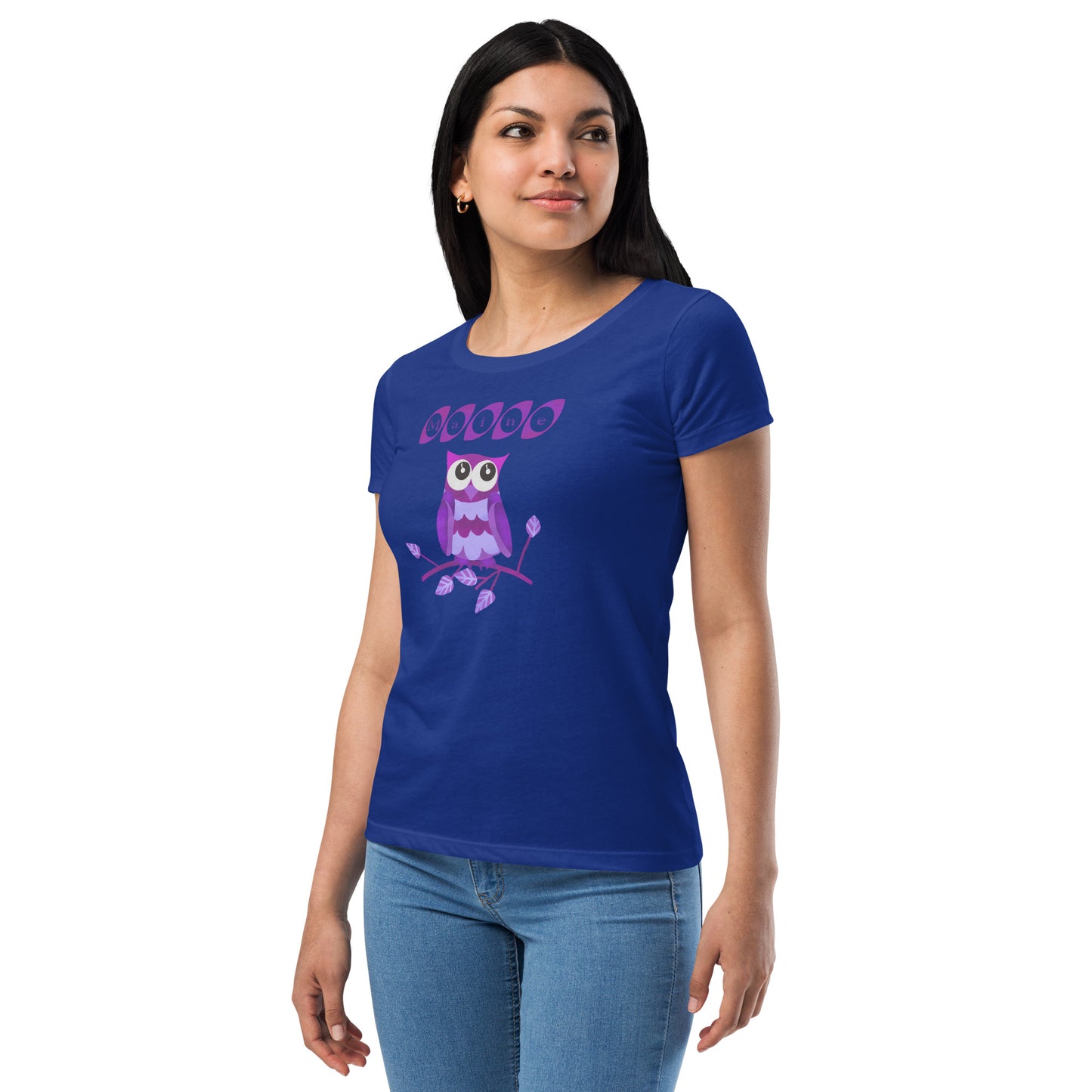 Maine Owl Women’s fitted t-shirt, purple