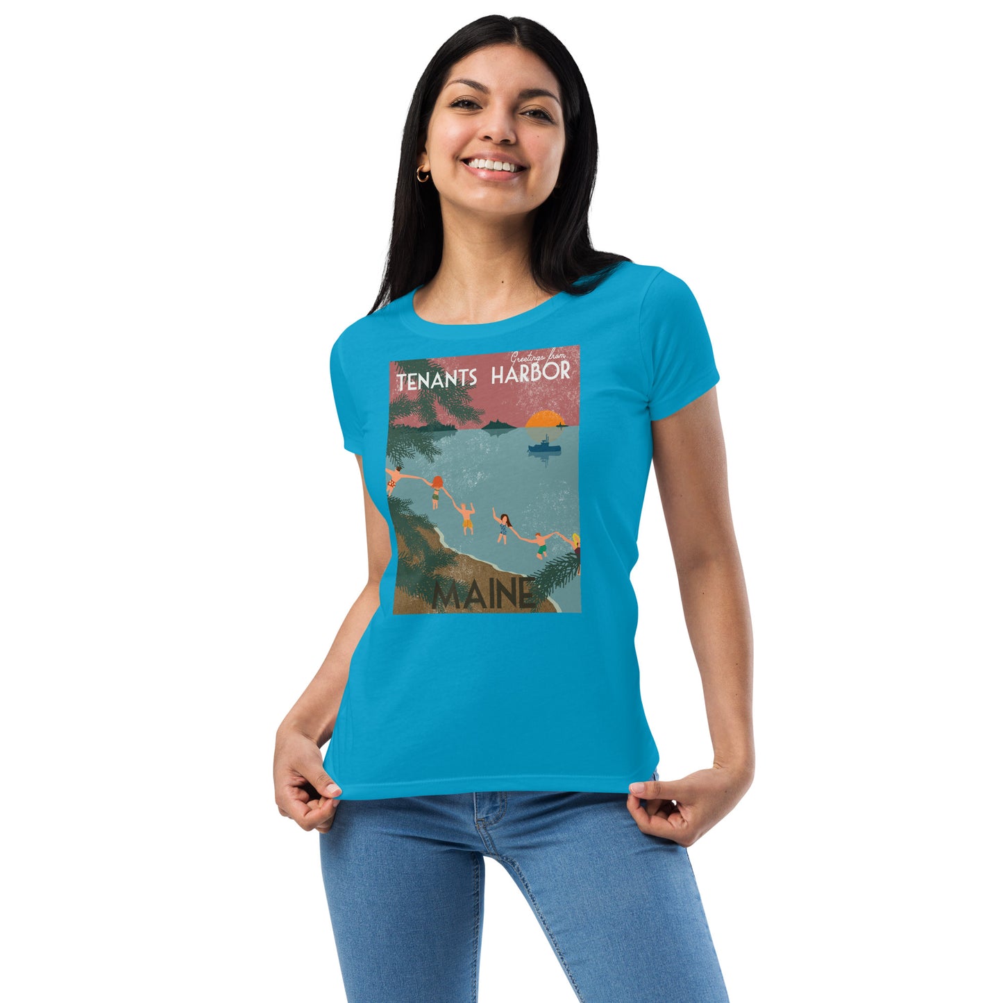 T Harbor Vintage Postcard Women’s fitted t-shirt