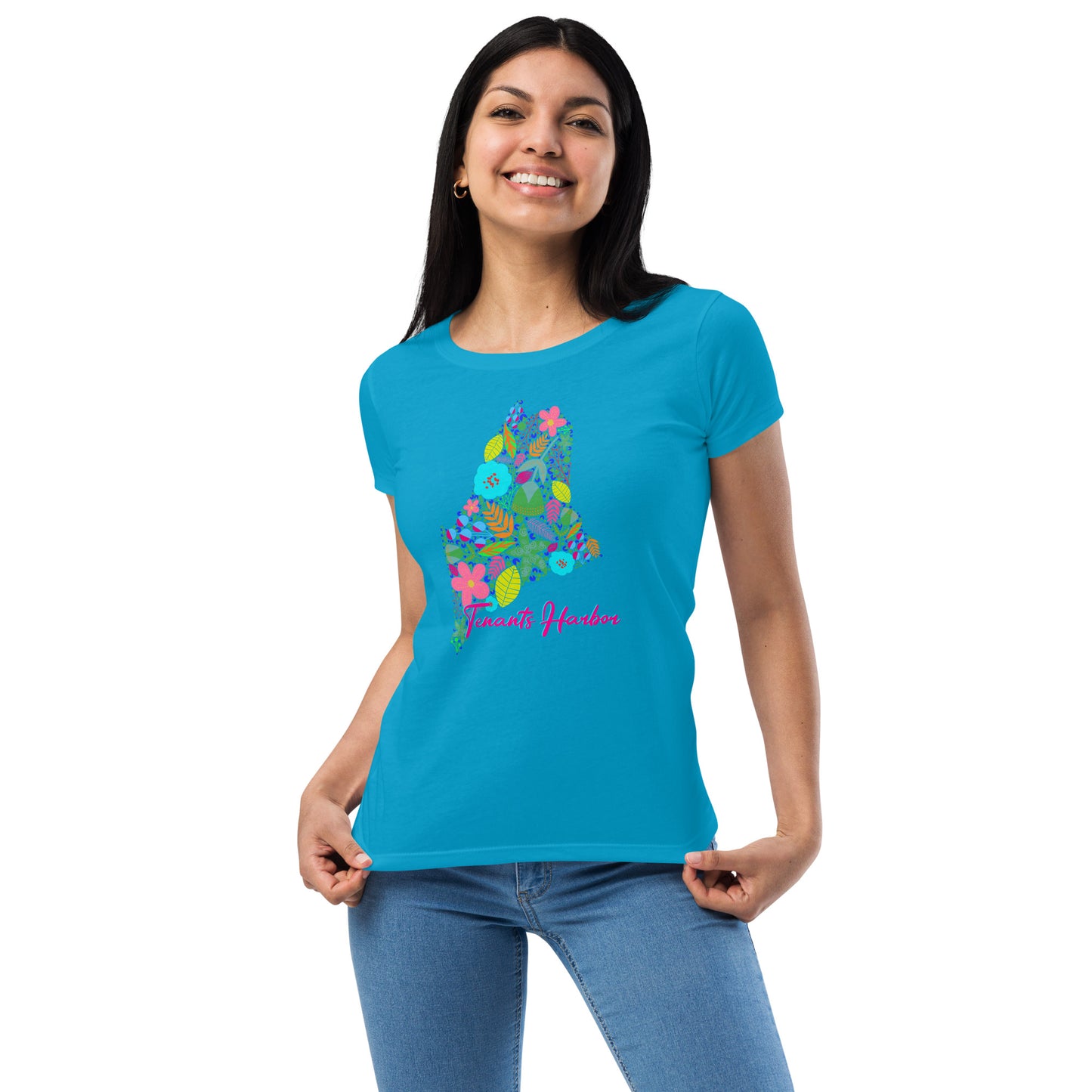 Tenants Harbor Neon Floral Women’s fitted t-shirt