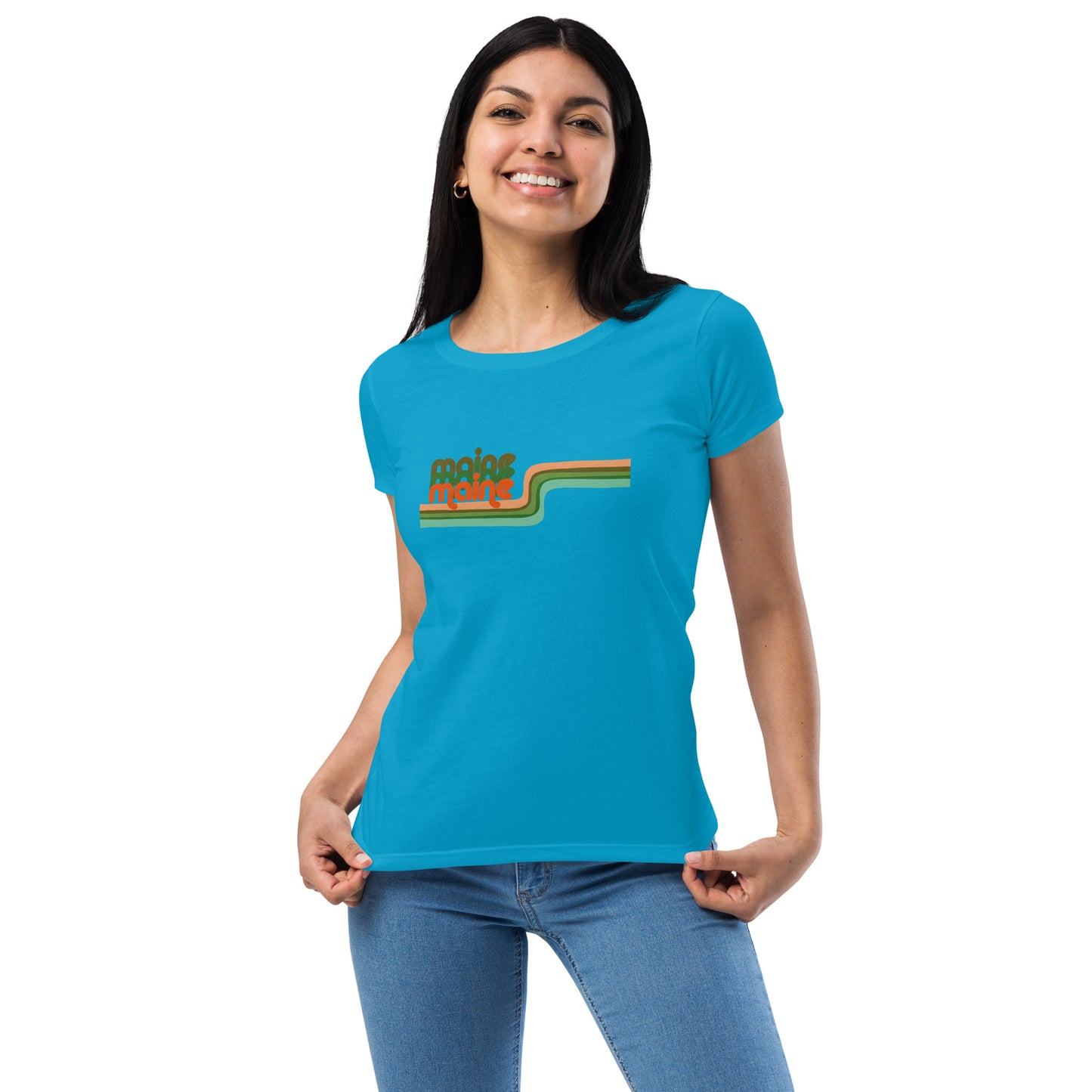 Maine Retro Ribbon Women’s fitted t-shirt