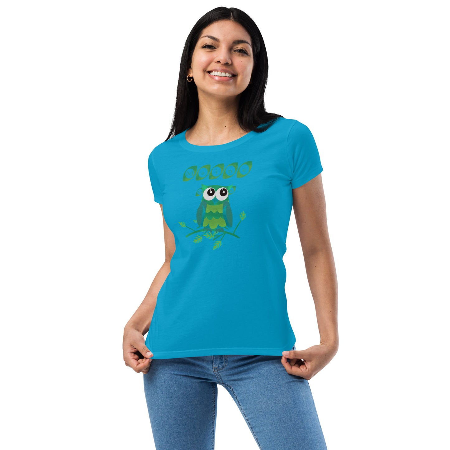 Maine Owl Women’s fitted t-shirt, green