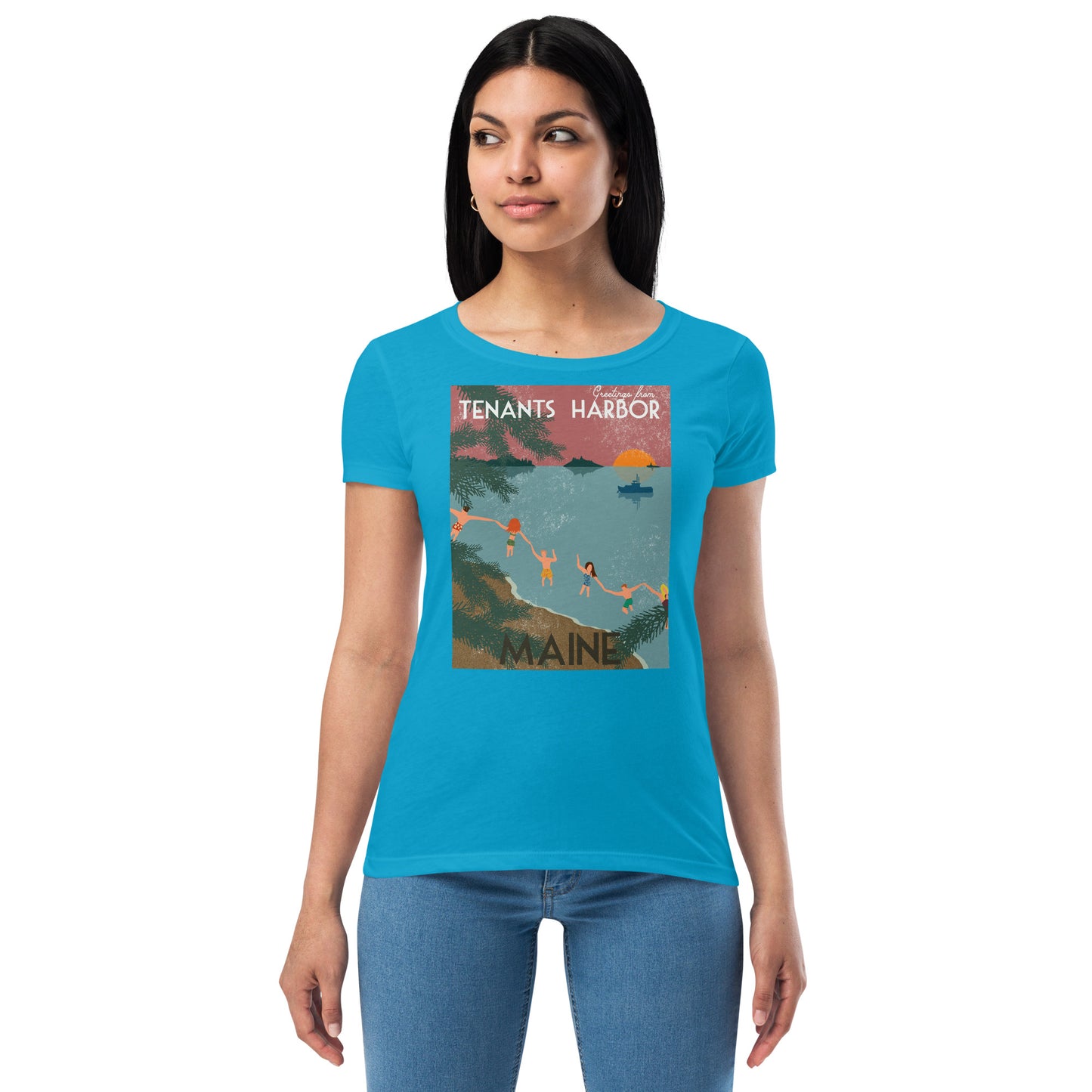 T Harbor Vintage Postcard Women’s fitted t-shirt