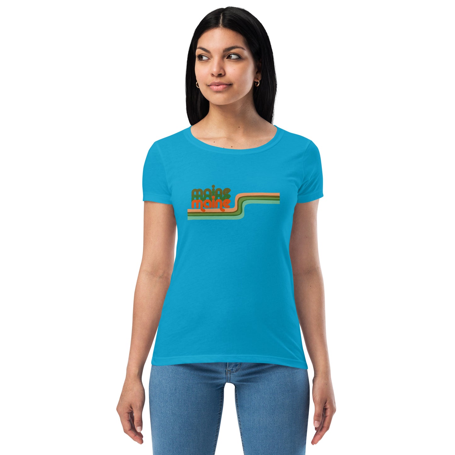 Maine Retro Ribbon Women’s fitted t-shirt