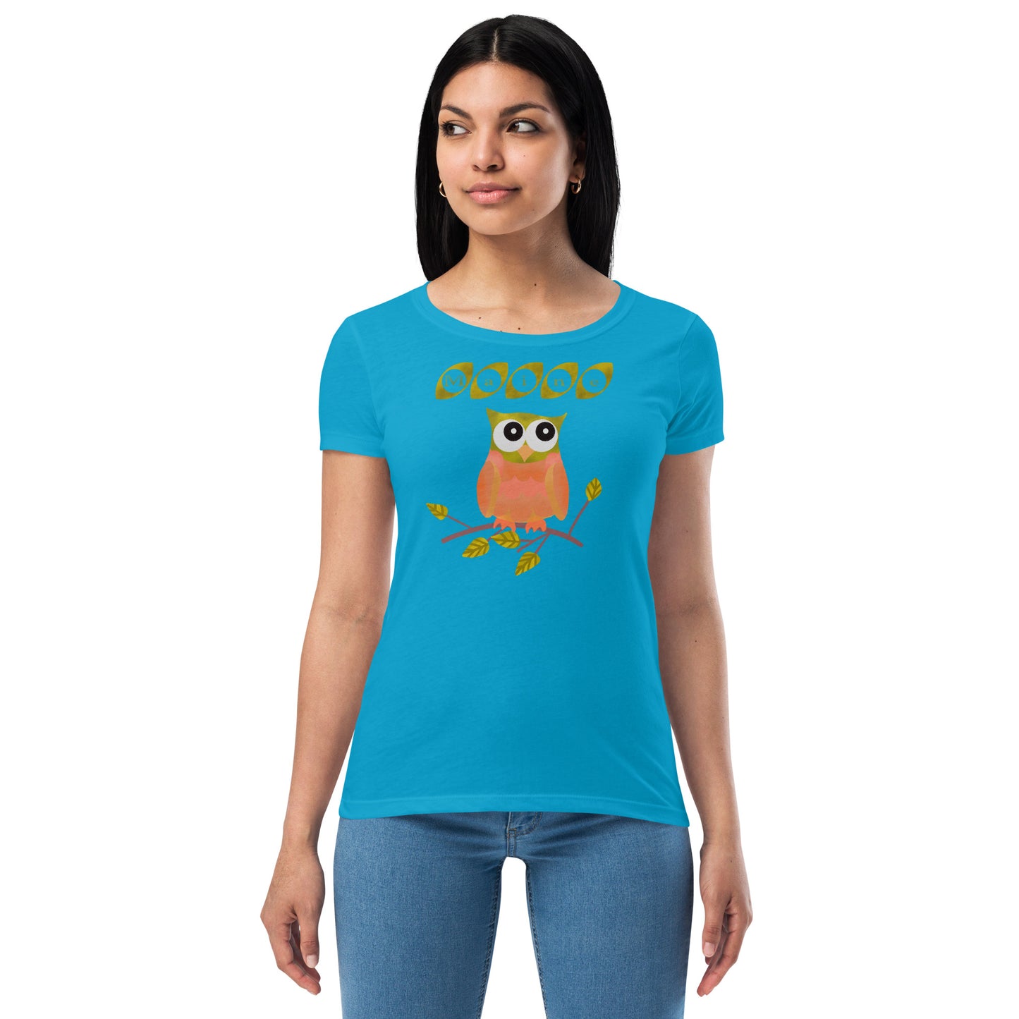 Maine Owl Women’s fitted t-shirt, orange