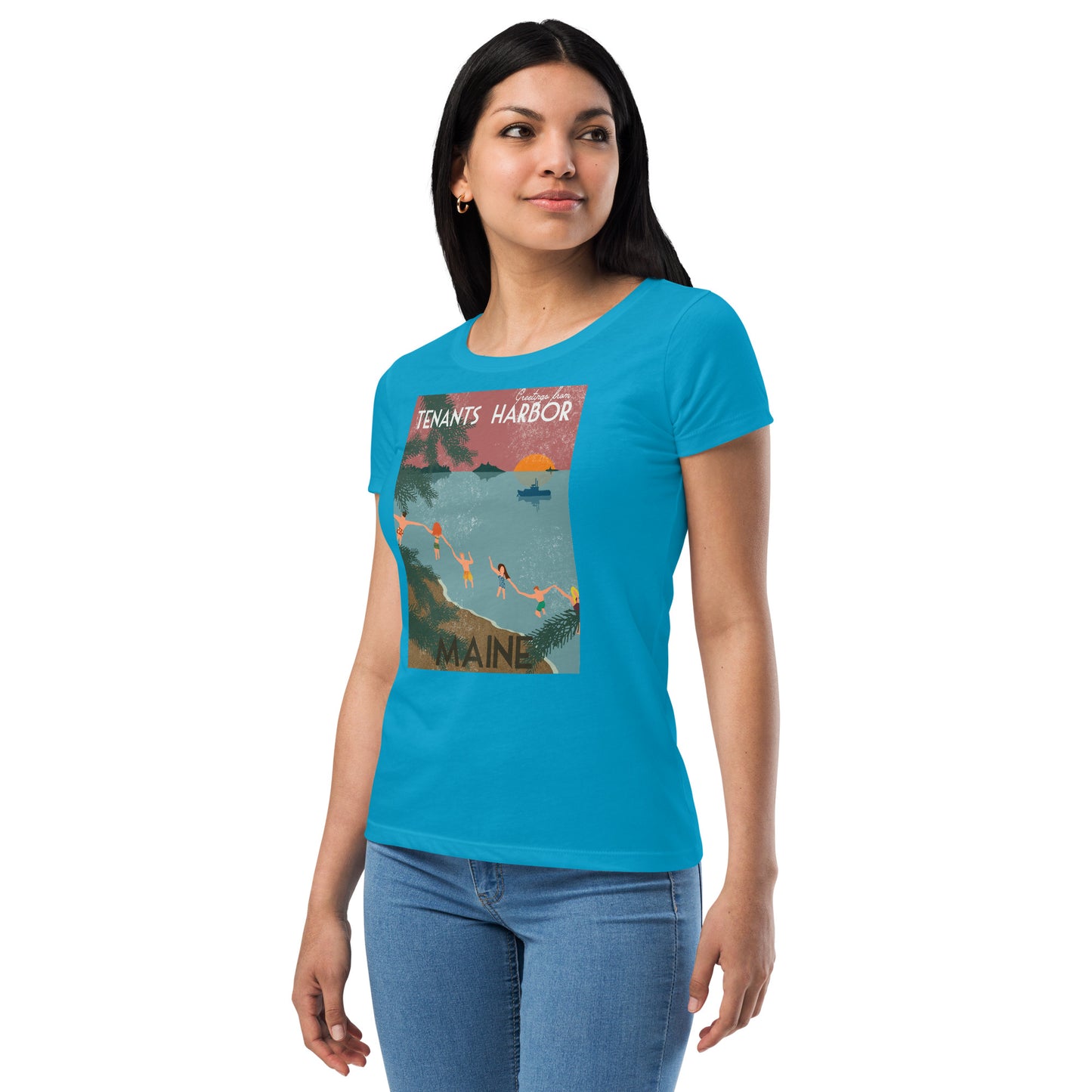 T Harbor Vintage Postcard Women’s fitted t-shirt