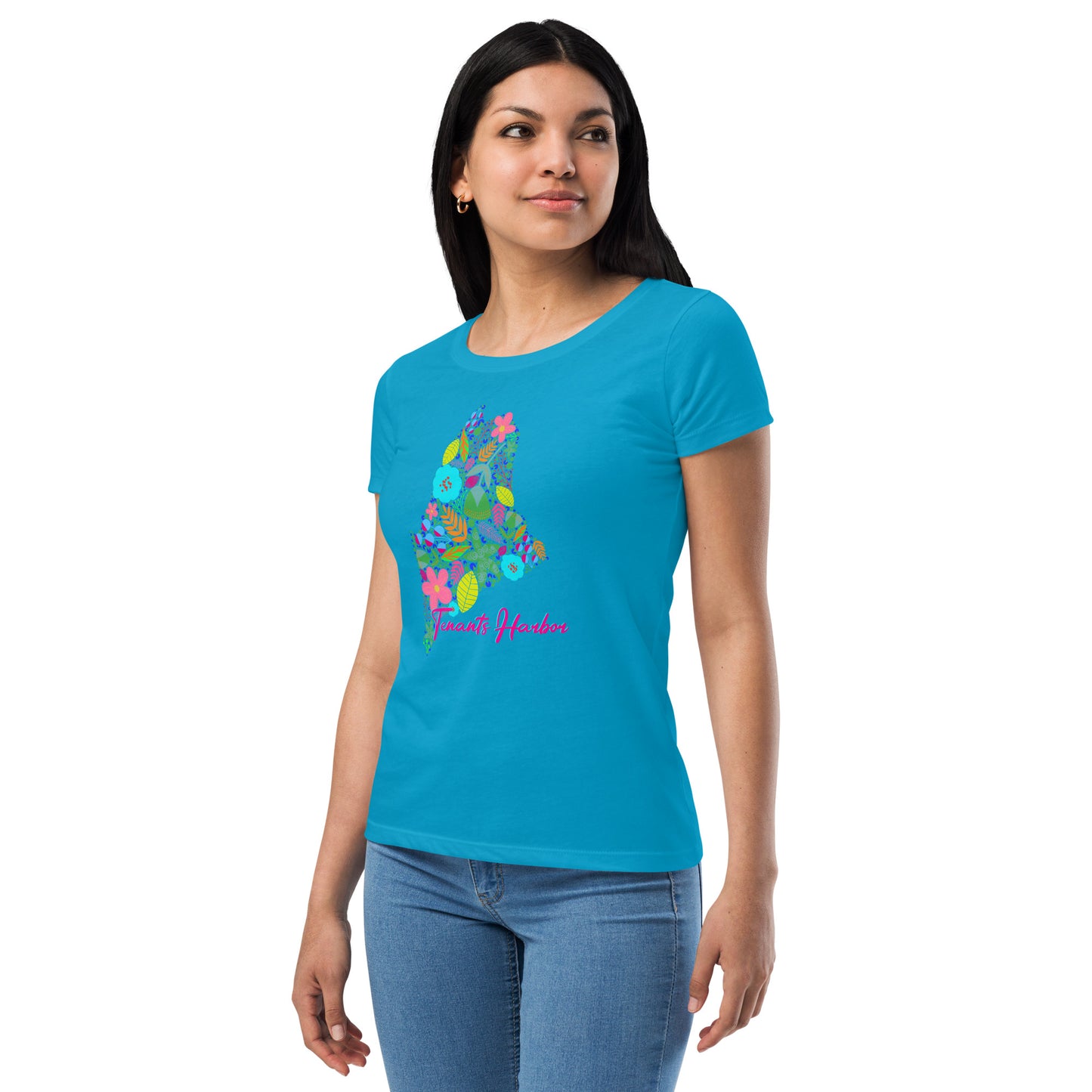 Tenants Harbor Neon Floral Women’s fitted t-shirt