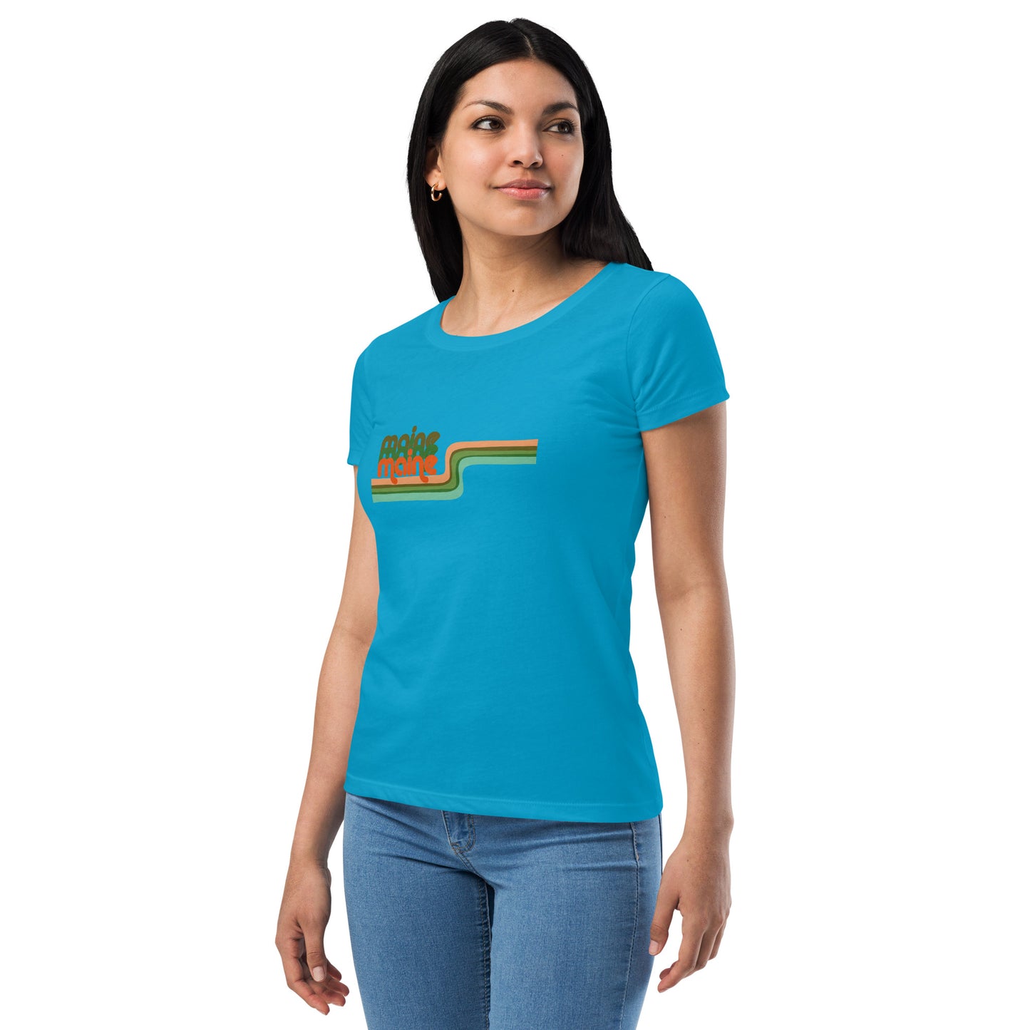 Maine Retro Ribbon Women’s fitted t-shirt