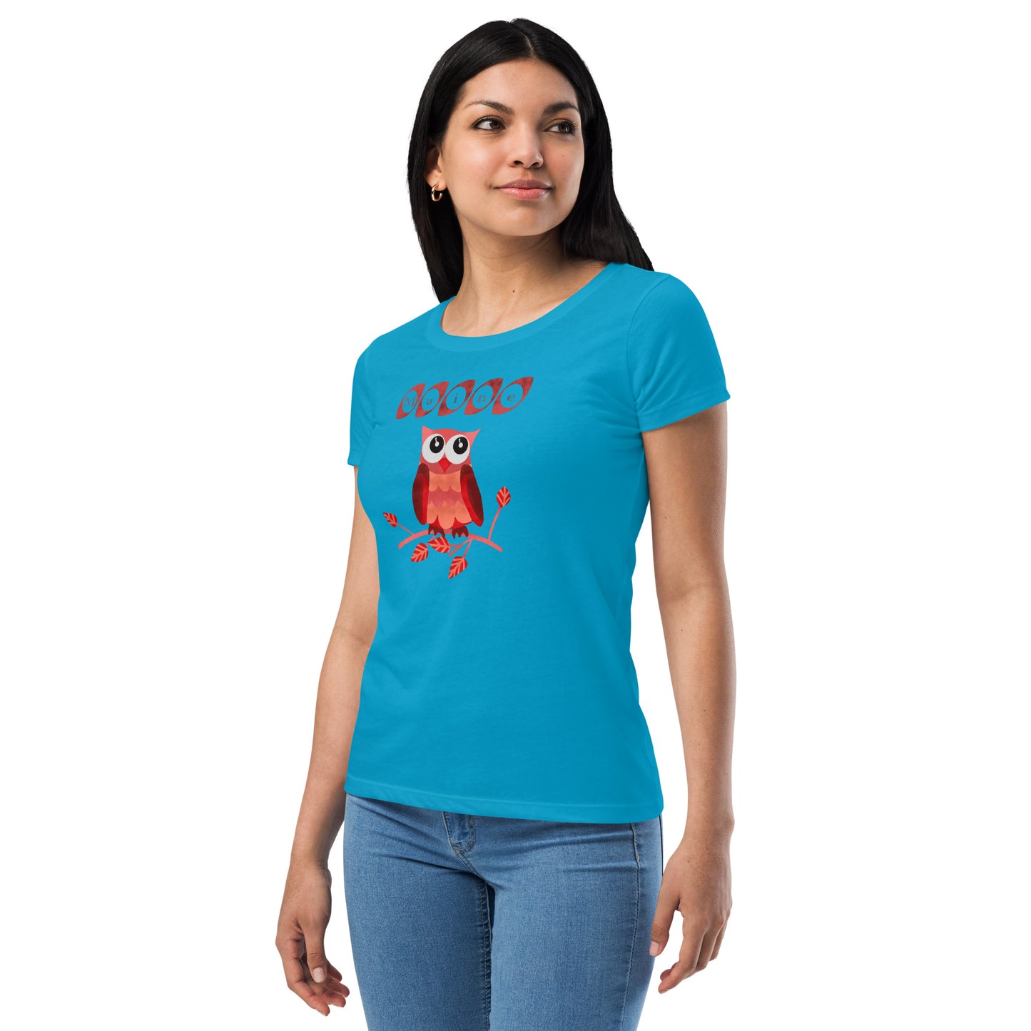 Maine Owl Women’s fitted t-shirt, red