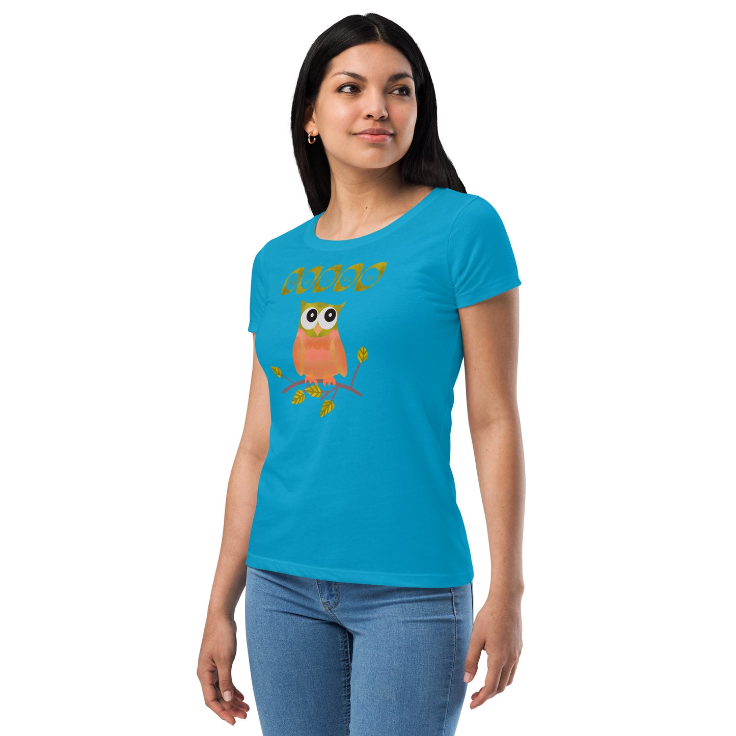 Maine Owl Women’s fitted t-shirt, orange