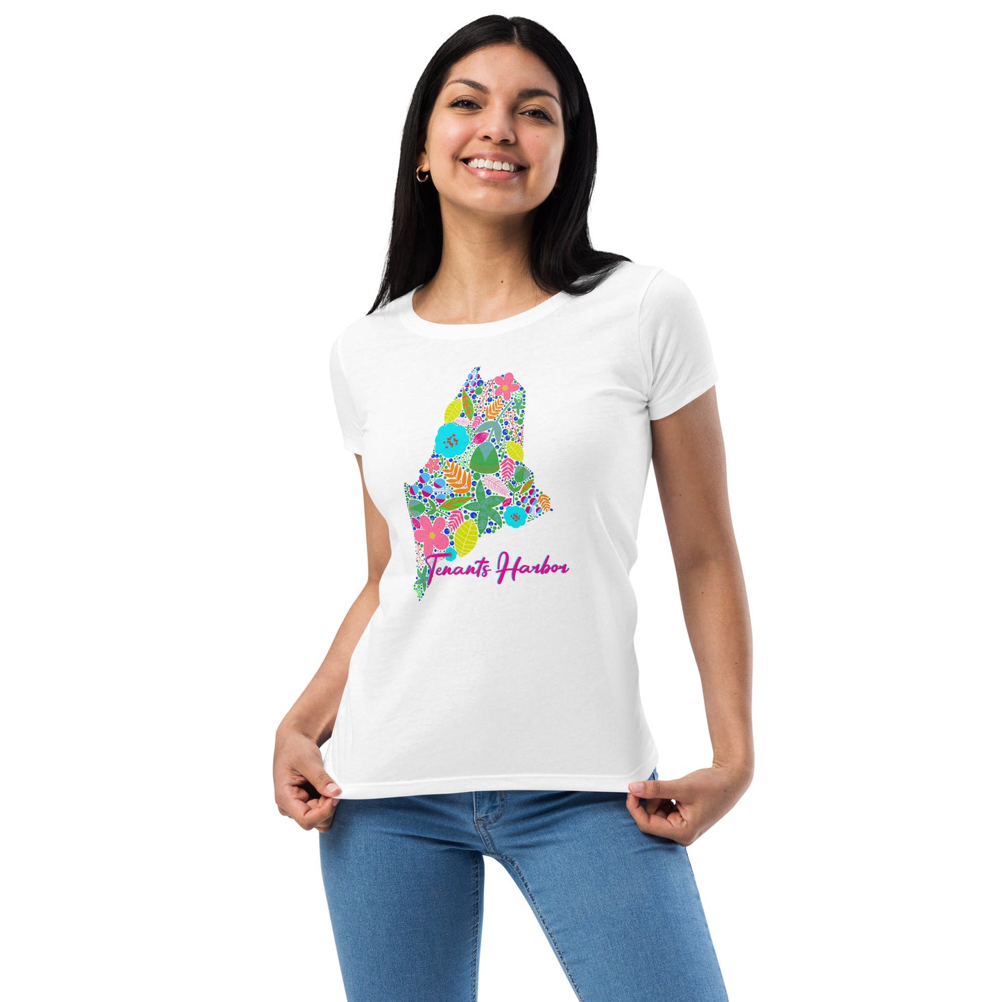 Tenants Harbor Neon Floral Women’s fitted t-shirt