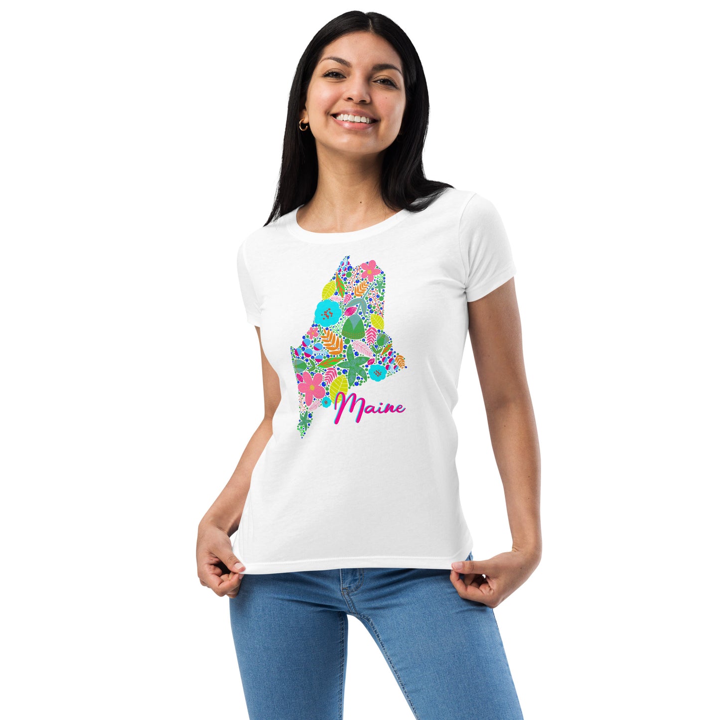 Maine Neon Floral fitted t-shirt